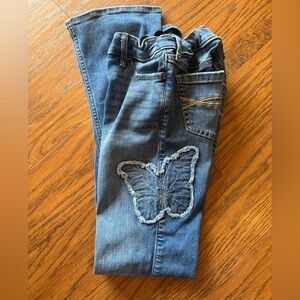 Abercrombie Kids low rise bootcut jeans with butterfly EUC!